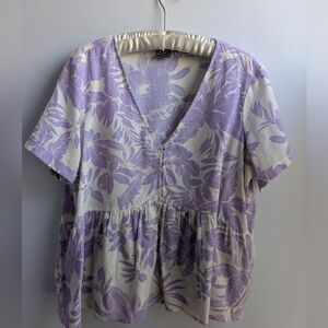 Gap Lilac 100% Cotton Babydoll Ruffle Top Size L